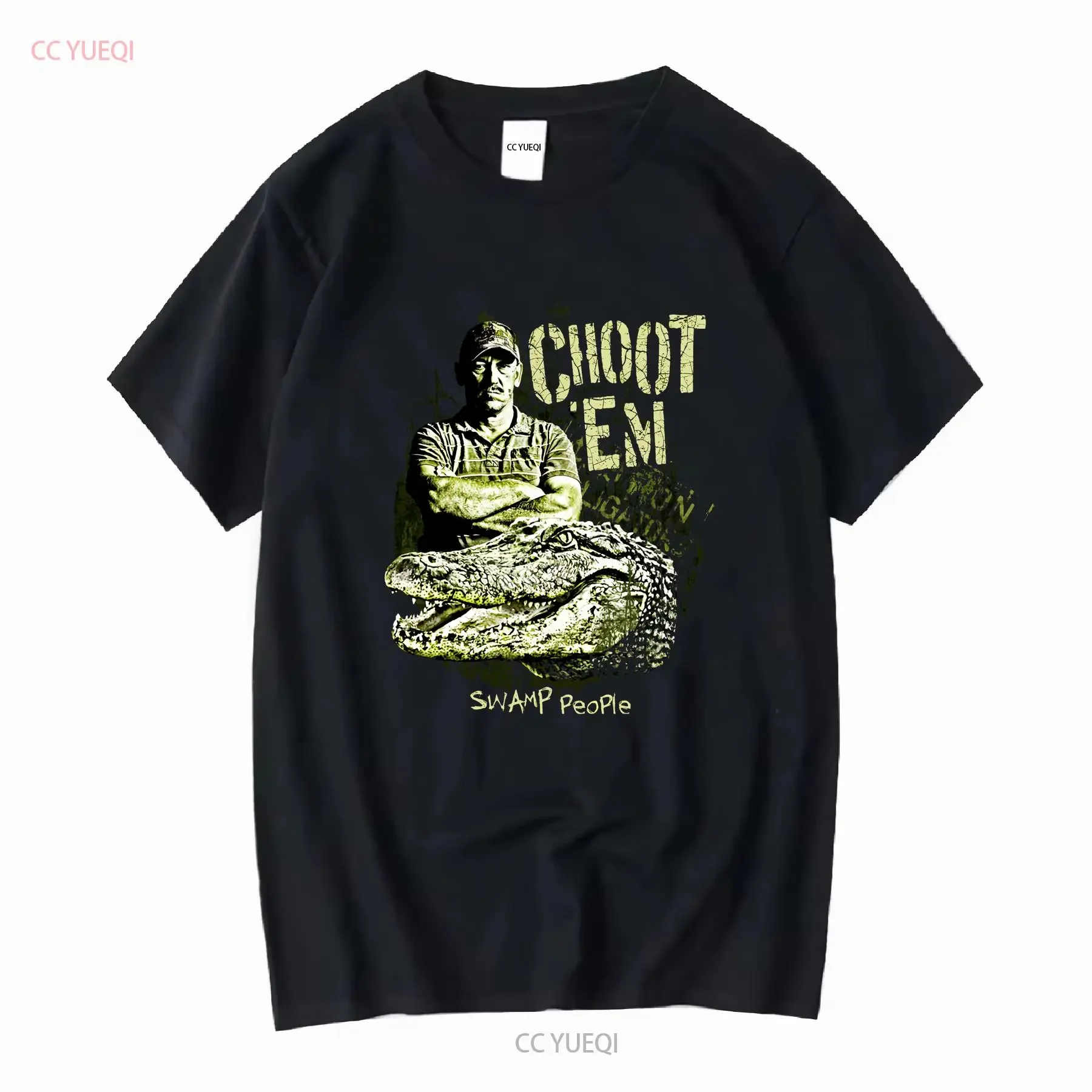 Swamp People Choot Em T Shirt Crocodile Alligator Hunting Large Green Reality TV long or short sleeves vintage Washed fashion
