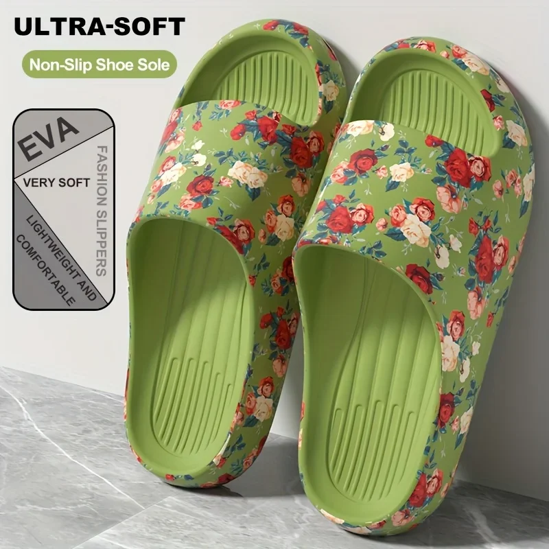 Plus Size Garden Slippers Men Women Colorful Flower Pattern Lightweight Anti Skid Foam Slides Waterproof Soft Sole Summer Shoes