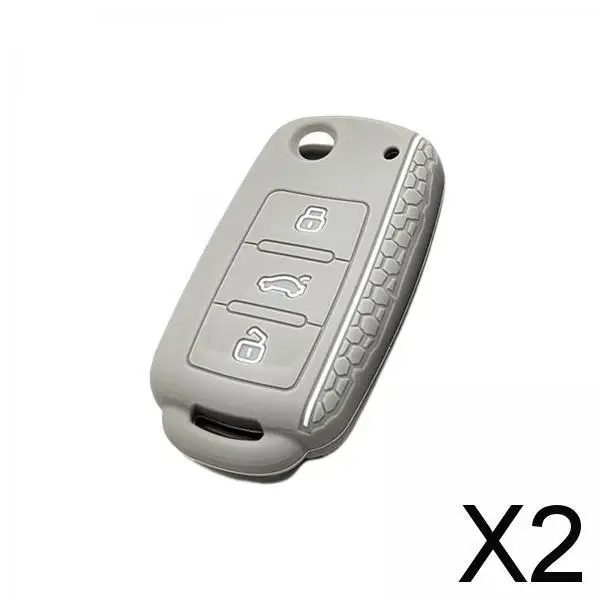 2X Silicone Car Remote Key Cover Jacket Protector for Golf for VW Sagitar Grey