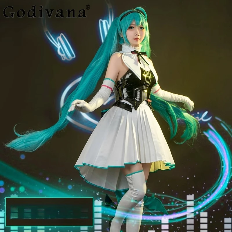 Women Summer Cute Dress for Halloween Cosplay Carnival Uniforms Top and Skirt Suit Female Preppy Style White Black Dress Set