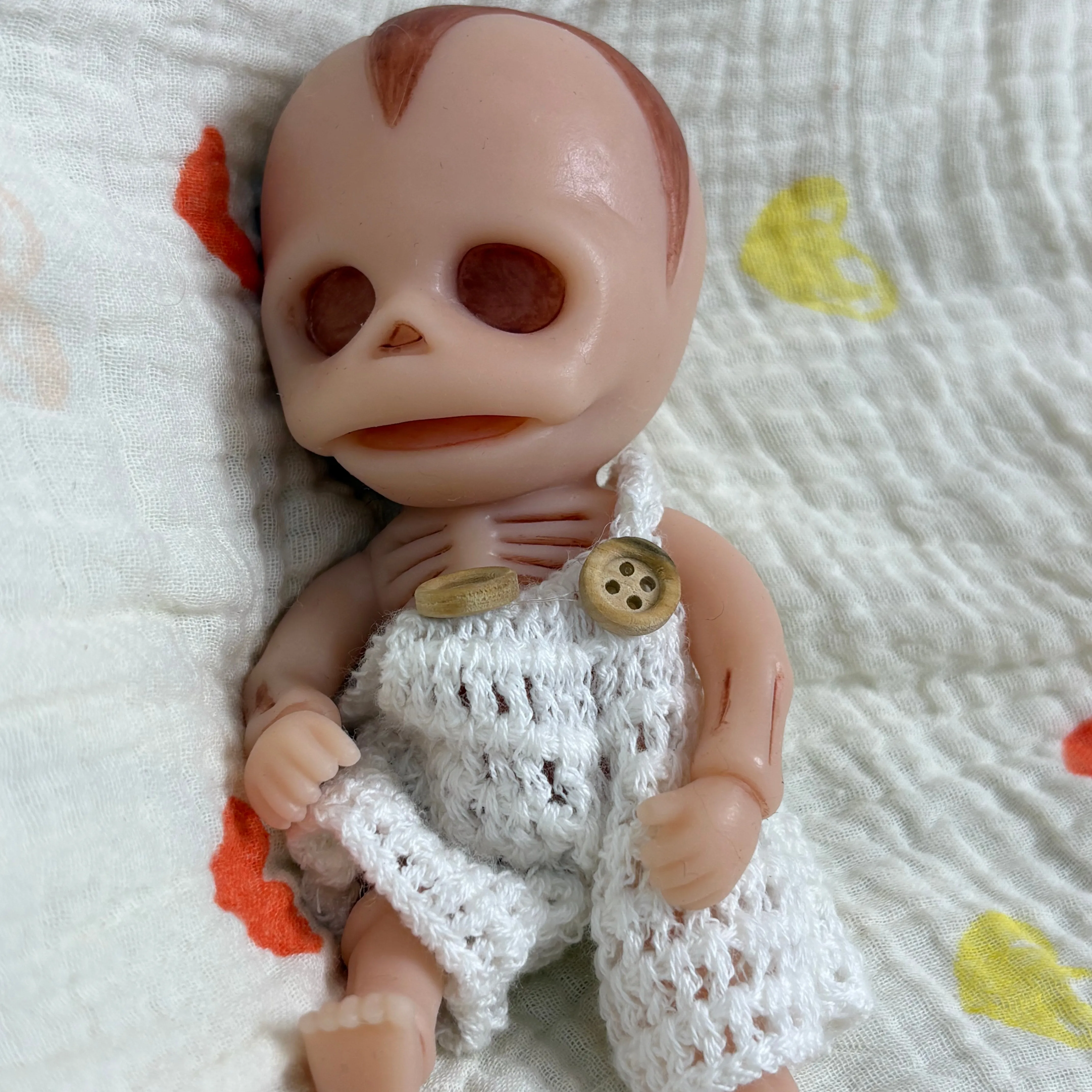 6 Inch/15 cm Washable Full Silicone Skeleton Monkey Doll, Hand Painted Vivid Skin Soft Realistic Figure, Bebe Reborn De Silicona - view 3
