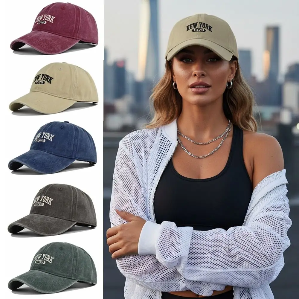 

Retro Letter NEW YORK Embroidery Baseball Cap Washed Cotton Visor Baseball Hats Adjustable Peaked Cap For Man Women