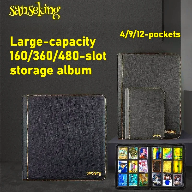 Sanseking PU Card Binder Premium Zipper 4/9/12 Pocket 160/360/480 Slots Photo Album for Yu-Gi-Oh Sports Card Collection Album