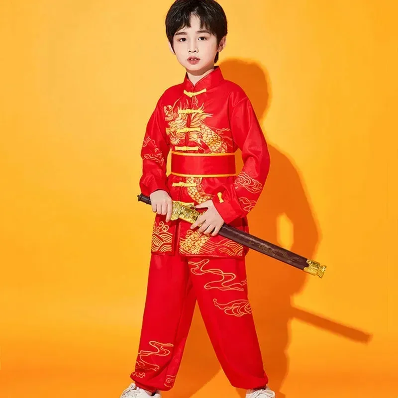 

Perform Boy Tai Chi Kids Clothing Cosplay Kung Fu Uniform Children's Sets Martial Arts Costume Baby Wushu Outfit Girls Tang Suit