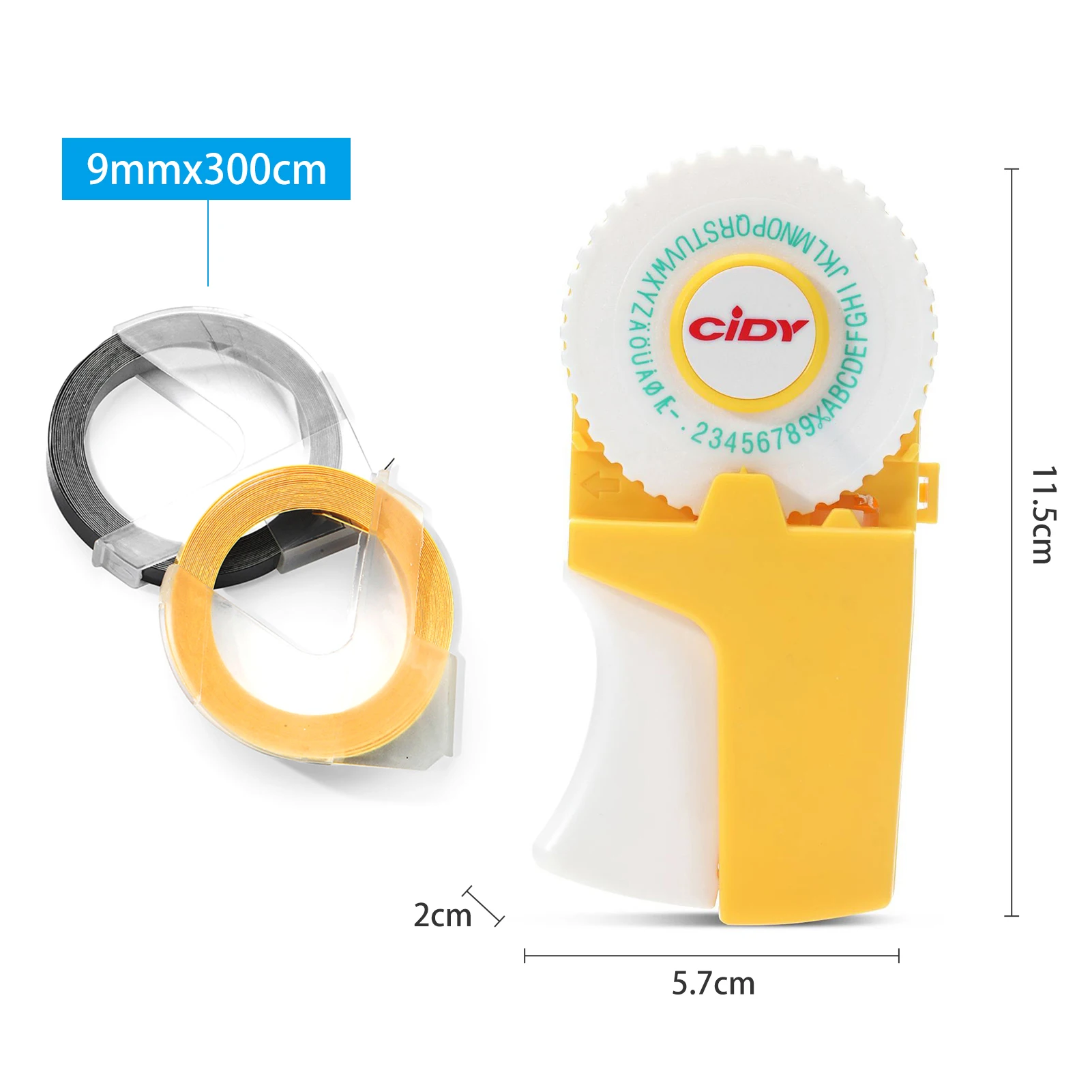 Manual 3D Embossing Label Maker DIY Mini Typewriter Machine with 7 Label Tape Rolls - 9mm*300cm Handheld Labeler for Organizing