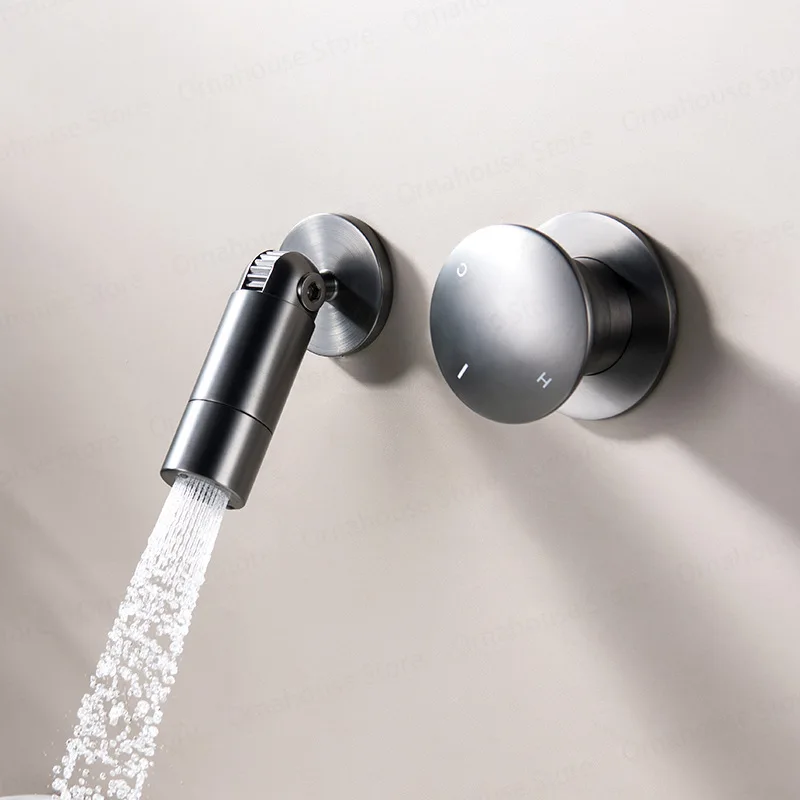 Embedded Washbasin Faucet All Copper Concealed Into The Wall Type Foldable Washbasin Faucet Hot and Cold Bathroom Faucet