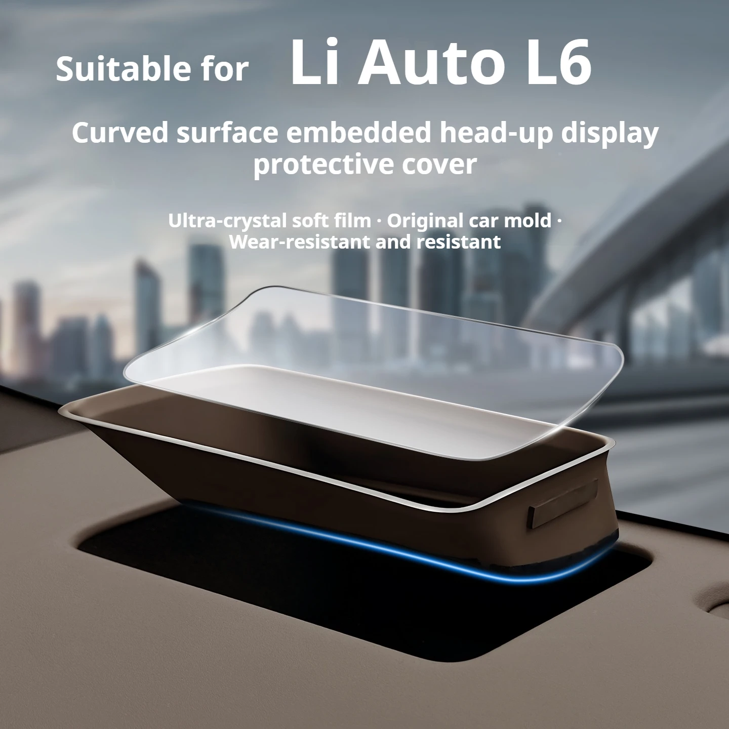 For Li Auto L6 2026 Left Hand Drive Curved Inset HUD Display Cover 1:1 OEM Shape No Mirroring Car Fitting
