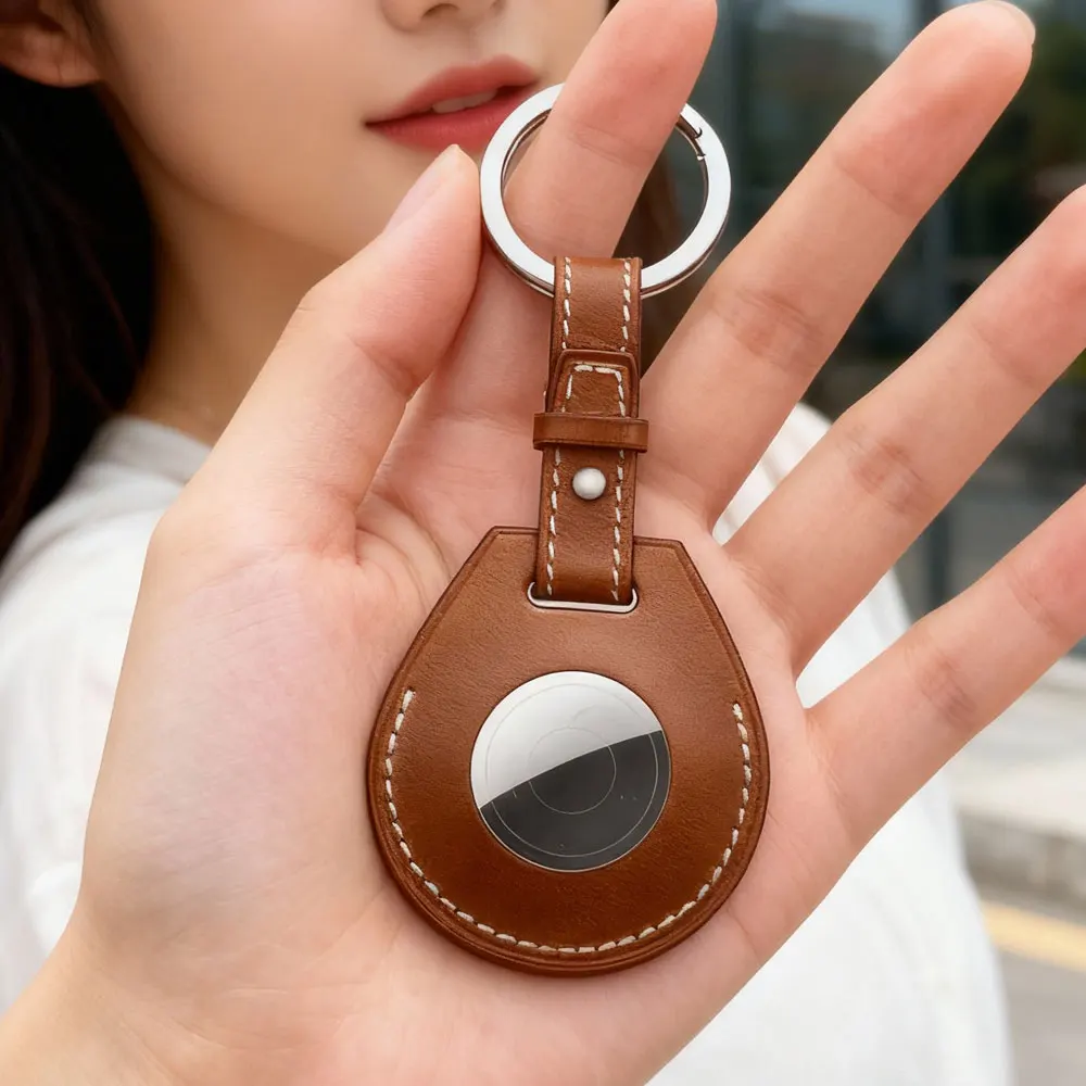 Gravierter Laser-Schlüsselanhänger, individueller Tracker-Standort-Etui, Schlüsselanhänger, schützend für Airtag, Leder-Schlüsselanhänger, Ring für Männer und Frauen, Geschenk