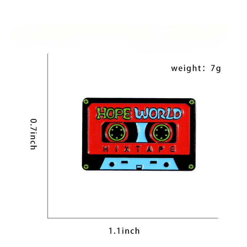 Creative Tape-shaped Brooch Cartoon Music Theme Alloy Badge Enamel Drip Pin Trendy and Versatile Clothing Bag Accessories image 6