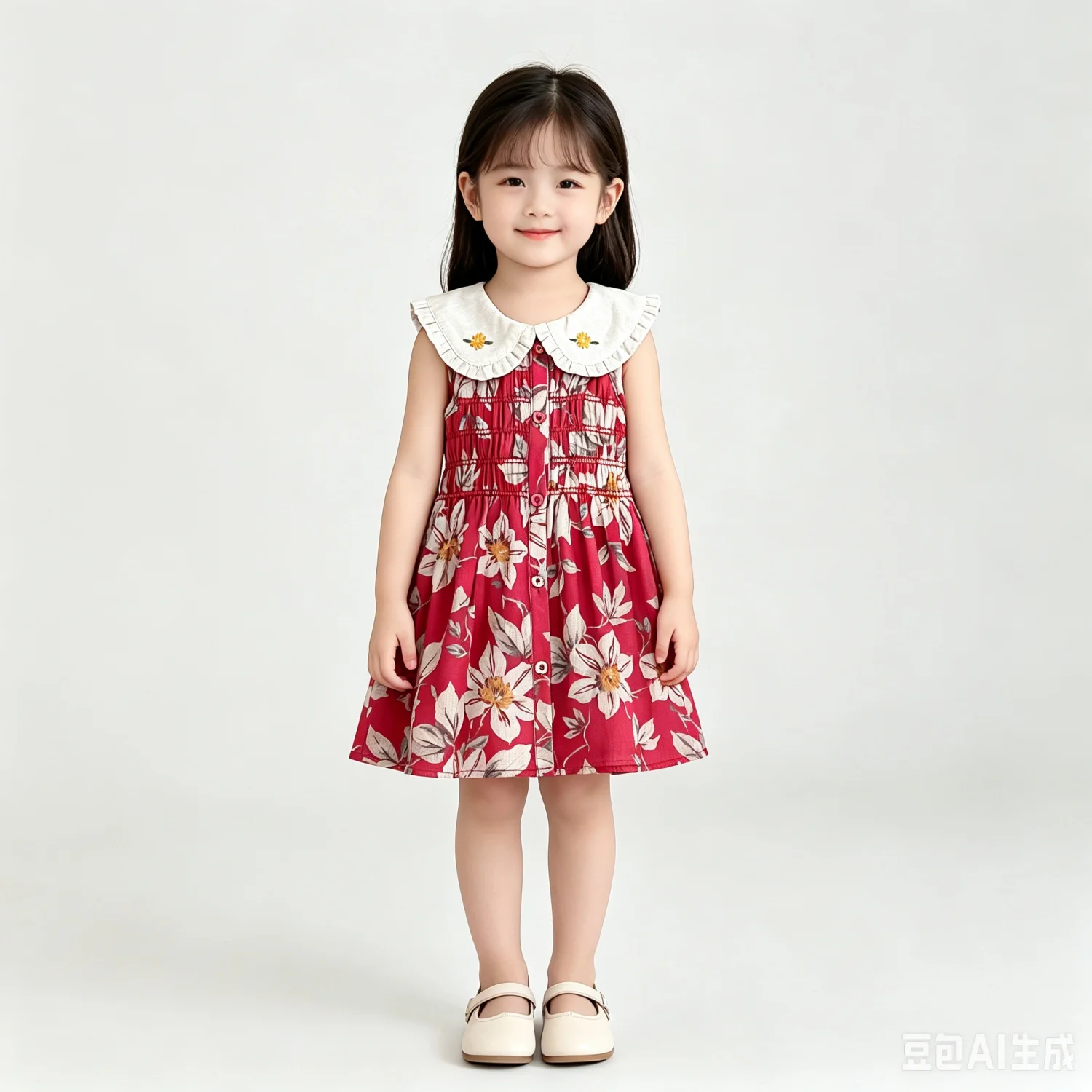 Summer Girls Sleeveless Princess Flower Girls Dresses Birthday Baby Girls Kids Clothes Red Outfit for Holiday Everyday Clothing