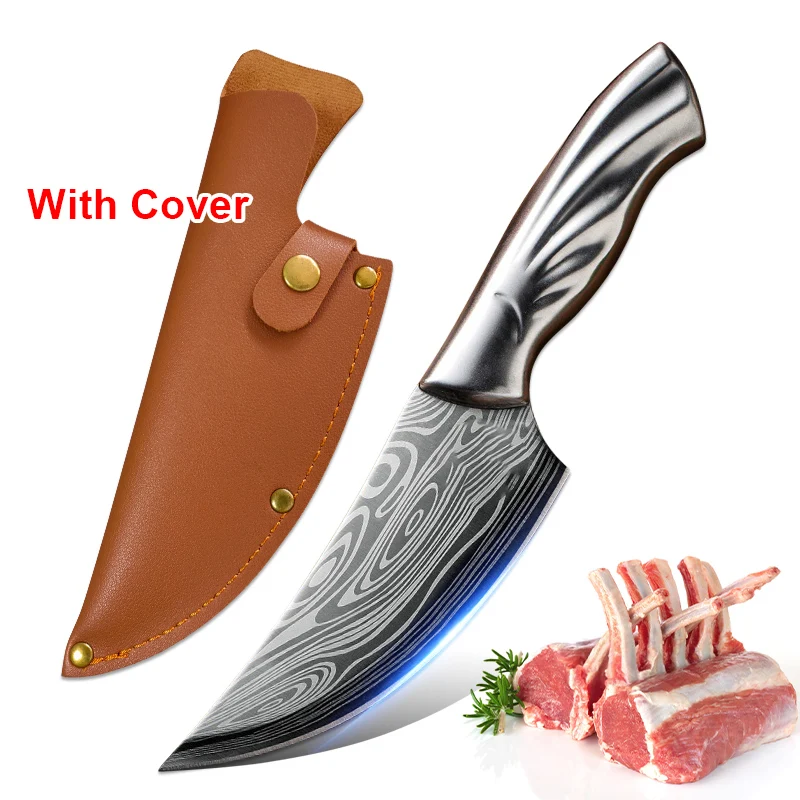 Kitchen Knives Cleaver Meat Fruit Fish Slicing Knife Chef BBQ Cooking Knife Steel Handle Hand Forged Blade Butcher Boning Knife