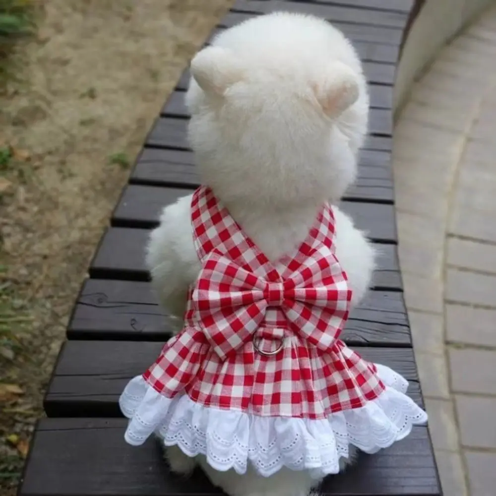

Comfortable Soft Pet Summer Clothes Fashion Thin Design Cat Plaid Skirt Breathable Dog Princess Skirt Kittens
