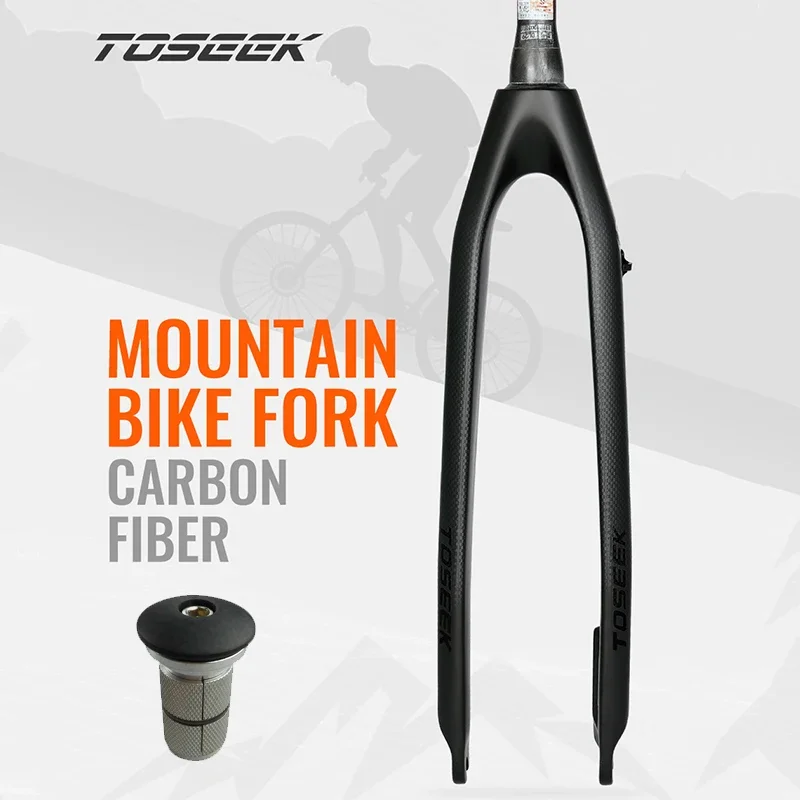 TOSEEK-horquilla de fibra de carbono ultraligera para bicicleta de montaña, 26, 27,5, 29, rígida, 9x100mm, tubo recto con cinta