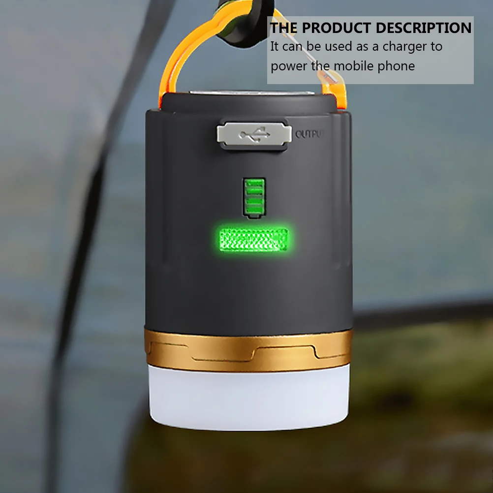 

LED Tent Light Multifunctional Outdoor Rechargeable Phone Portable Flashlight Waterproof Lamp Strong Hook Design