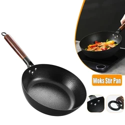 Uncoated Iron Pan Carbon Steel Wok Traditional 11