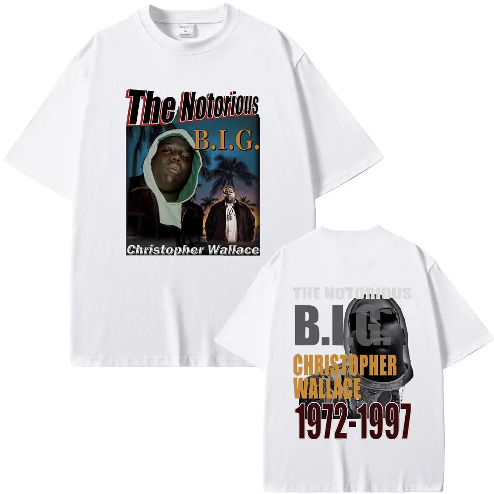 Rapper The Notorious Big Print T-shirt Biggie Smalls Tshirt Men Women Hip Hop Rock Style T Shirts Male Pure Cotton Short Sleeve