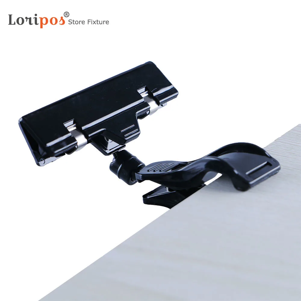 

Black Plastic Clip Sign Holders Poster Card Gripper Attached To Cube Or Suspended On Shelf | Loripos