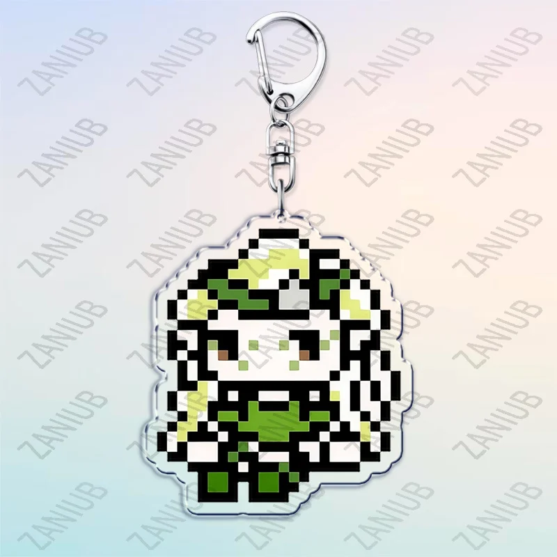 Retro Pixel Characters Chibis Keychain for Accessories Bag Charms Keyring Acrylic Pendant Key Ring Jewelry Fans Friends Gifts
