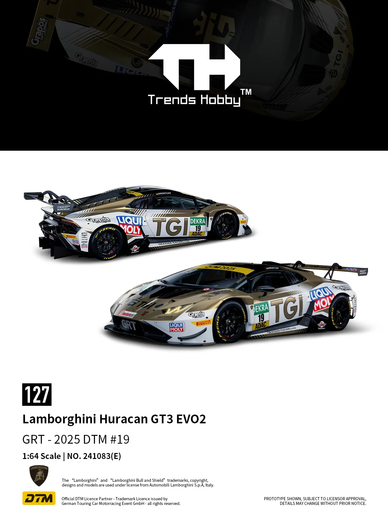 TH-Trends Hobby 1/64 Lamborghini Huracan GT3 EVO2 - DTM Porsche 911 GT3 R - Le Mans 24 Hours Cars Alloy Diecast Metal Model