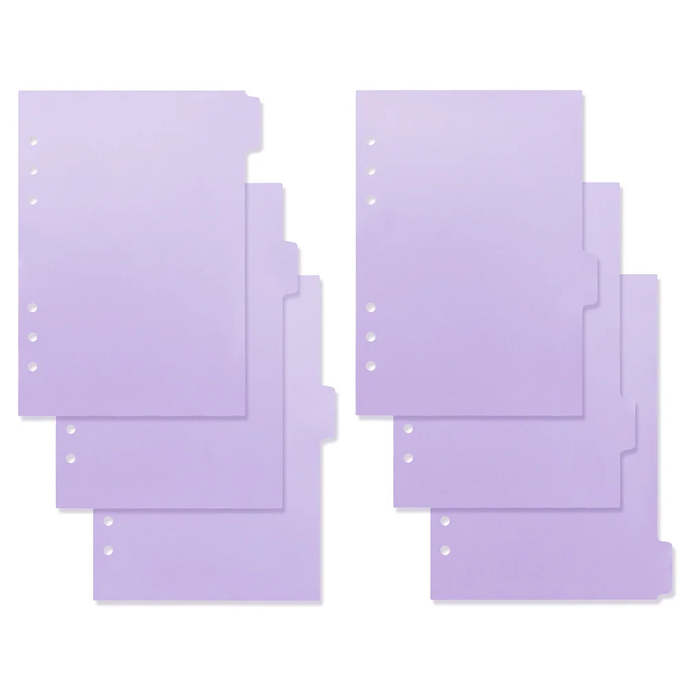 

A4 8 Pages Purple PP Notebook Refill Dividers Binder Tabs Loose Leaf Separators Index Notepad Plastic Dividers Colored Tabs