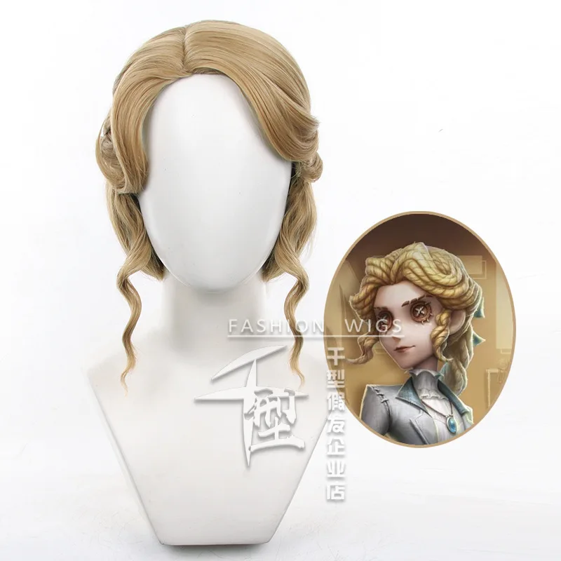 Wig Cosplay seragam Halloween, wig seragam Cosplay kepang putar, penjepit rahang coklat muda, Wig Cos, identitas permainan V wartawan