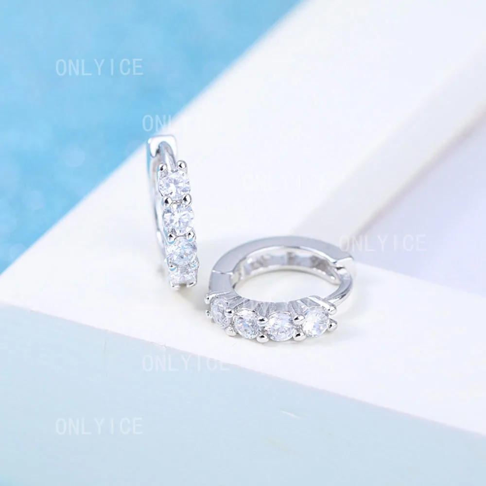 

925 Sterling Silver Zircon Round Hoop Earrings For Women Fashion Jewelry Parties Weddings Engagement Accessories