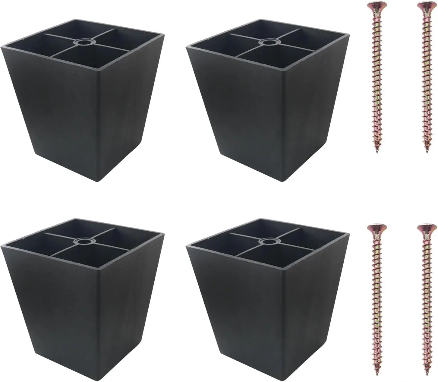 

4PCS Replacement Screw n Plastic Sofa Legs with 4 Screws 72x55x80mm Coffee Table Chair Bed Square Riser for Dresser Foot