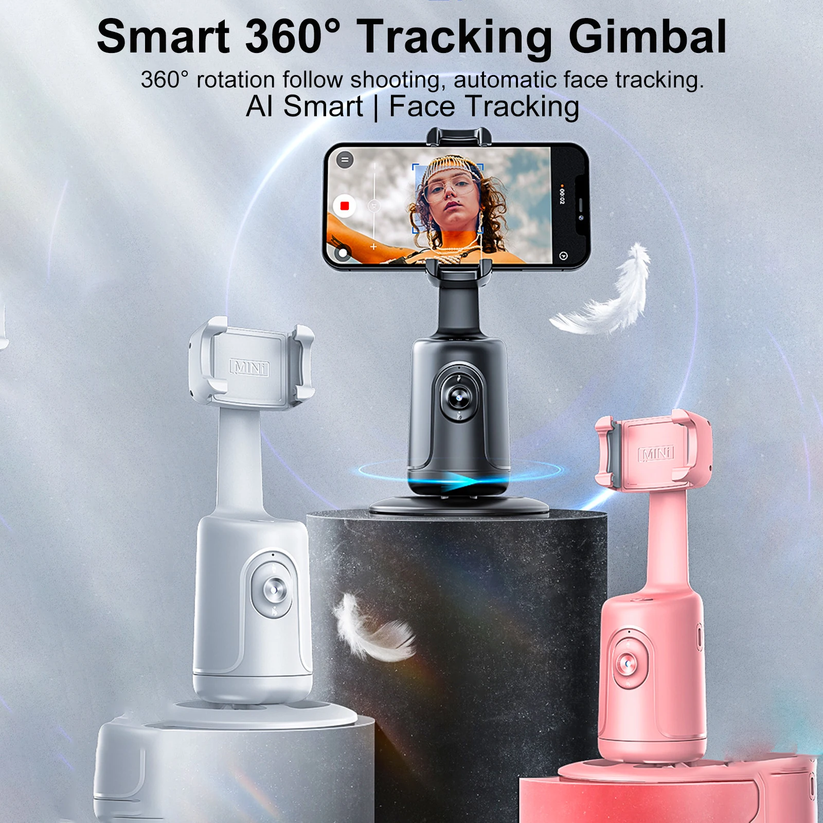 Auto Face Tracking Gimbal Tripod Auto Tracking Phone Holder Horizontal and Vertical Screen Switching 360° Rotating Phone Holder