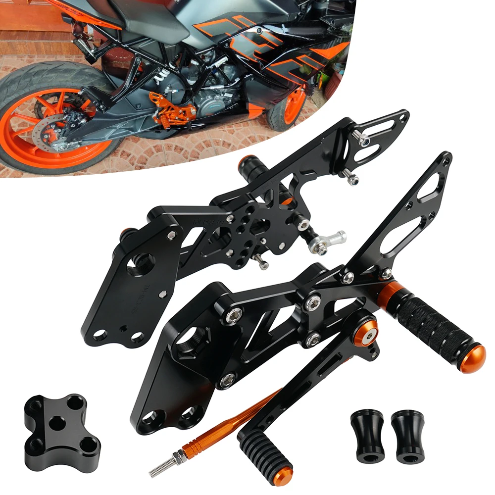 

​Motorcycle Adjustable Rear Set Footrest Kit for KTM RC 125 200 390 2014-2021 2020 RC125 RC200 RC390 Rearsets Footpegs Footrests