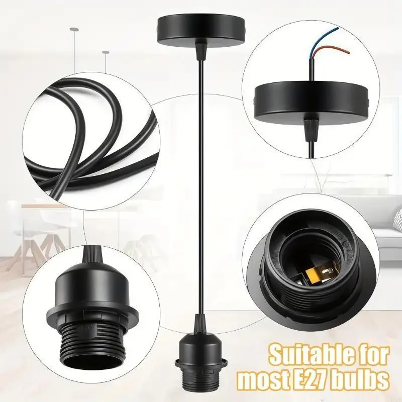 462E 2pcs E27 Screw In Bulb Socket Holder 27mm Threaded Base For Pendant Light Wiring
