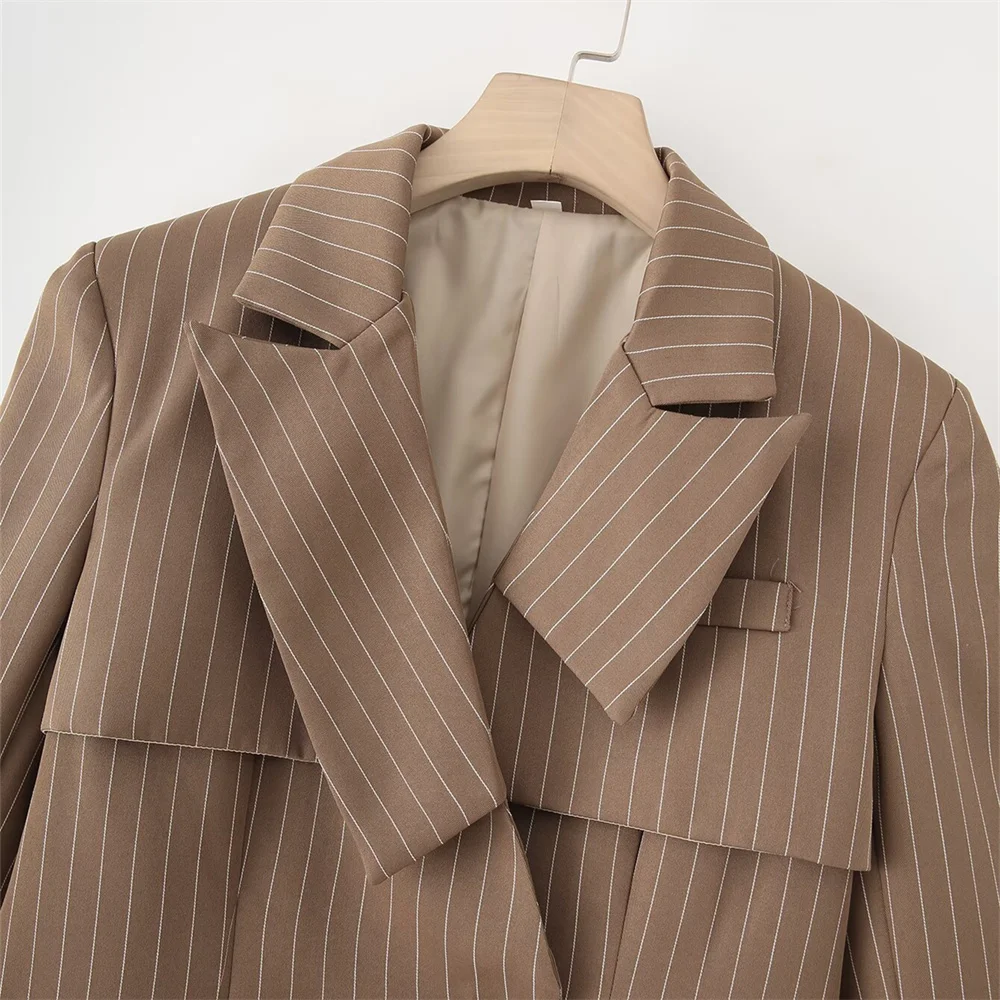 Abito a righe stile vecchio denaro moda casual da donna Primavera/Estate Nuova collezione Cappotto a maniche lunghe con un bottone