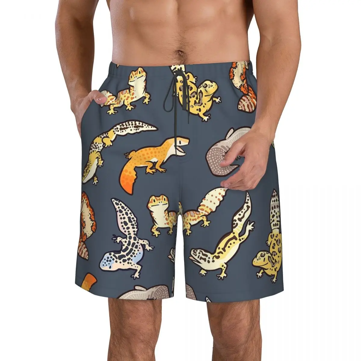 Chub Geckos In Dark Grey Trunks Beach Board Shorts Casual Quick Dry Swimming Summer Men Pants