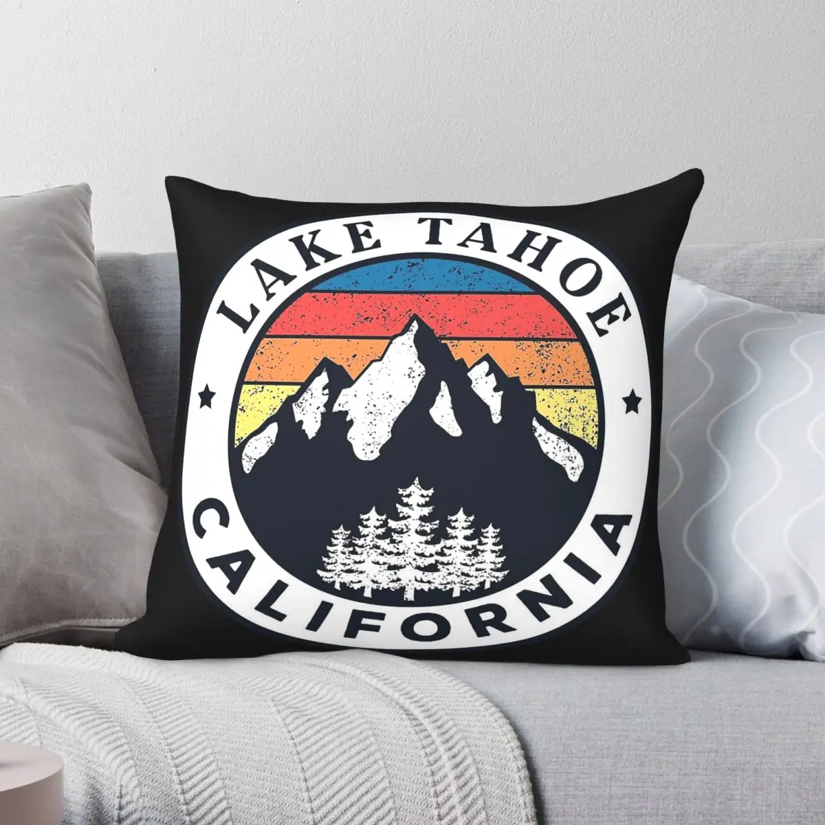 Lake Tahoe California Pillowcase Polyester Linen Velvet Printed Zip Decor Throw Pillow Case Sofa Seater Cushion Cover Wholesale
