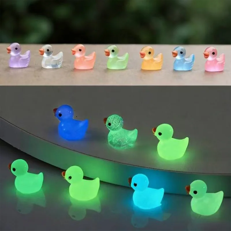 Glow-in-the-Dark Mini Duck Toys - Resin Yellow Duck Figurines Suitable for Holiday Decorations, Prank Gifts, Party Favors, Outdo view 5