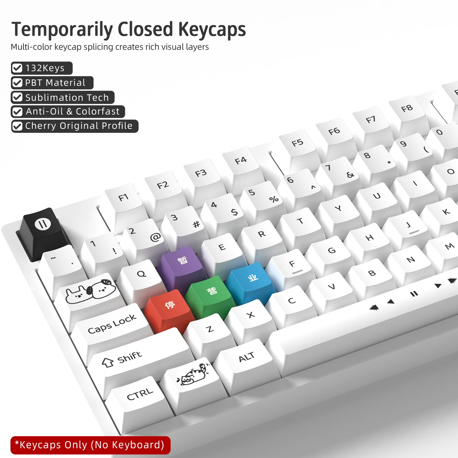 Temporarily Closed Keycaps 132 Keys PBT Material Keycaps Cherry Profile DYE-SUB For MX Switch Wooting Mechanical Keyboard Keycap