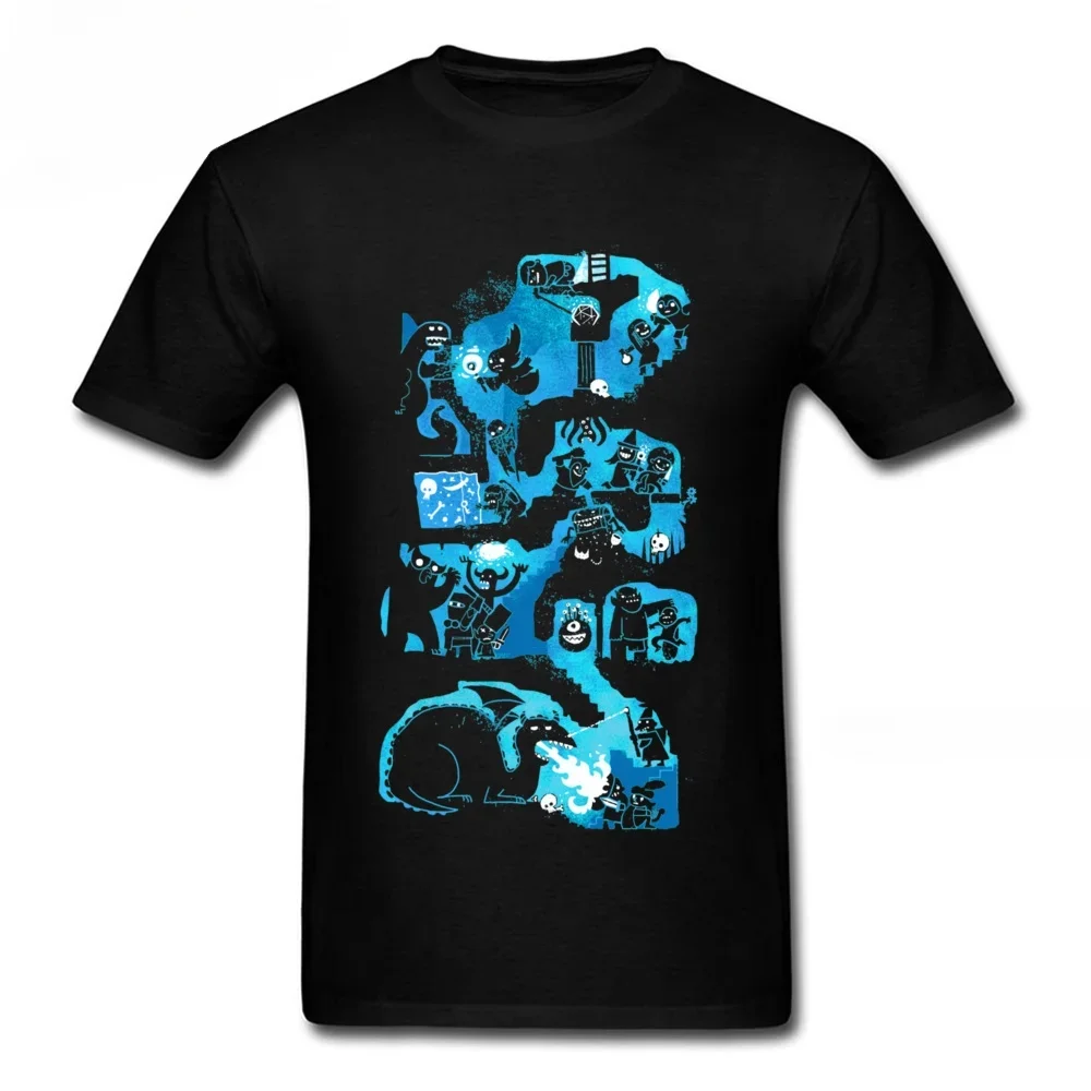 heavyweight Hip Hop T-shirt Dungeon Crawlers  For Men Black Blue agons s Unique Tshirts Wholesale Cotton Man Top Tees