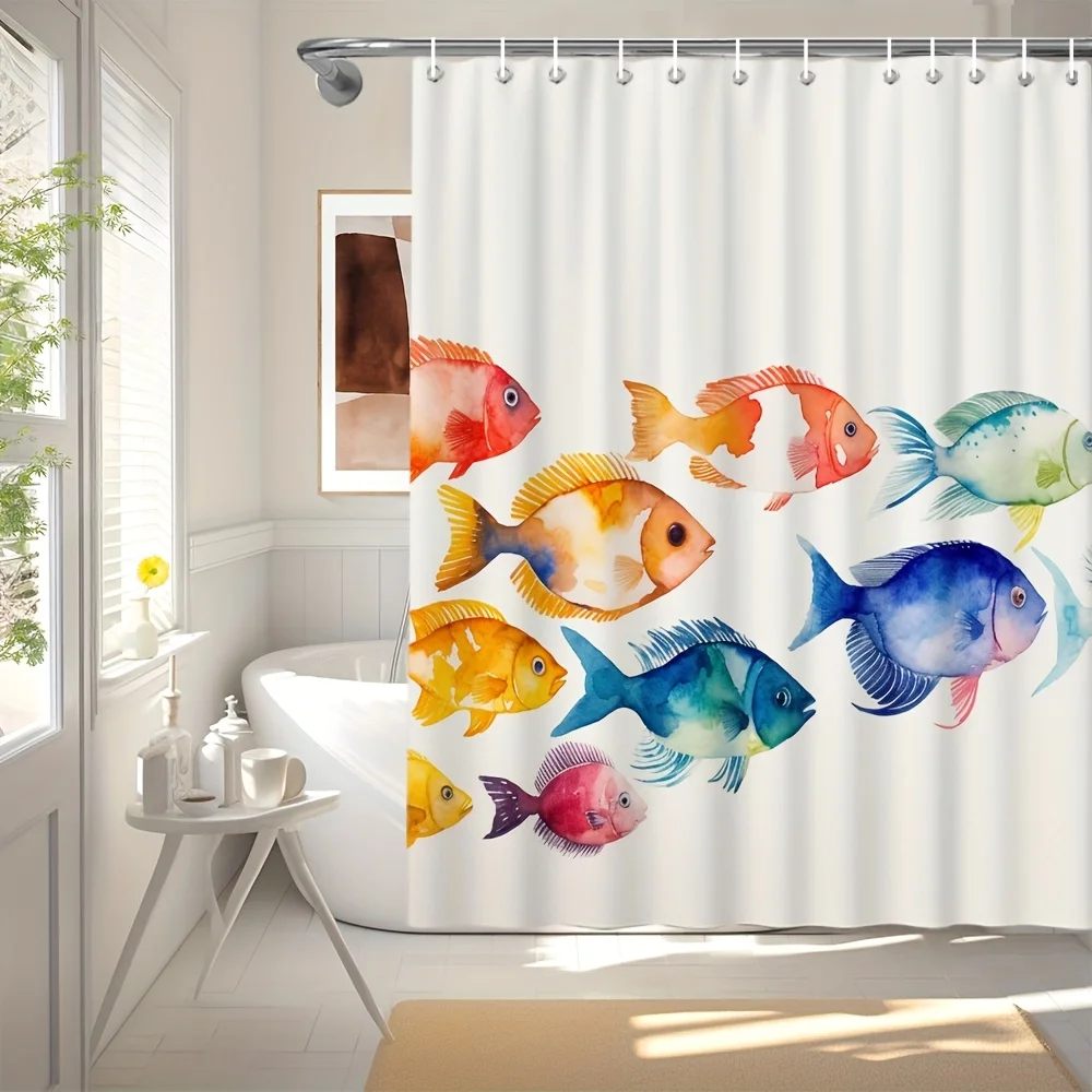 Featuring Vibrant Tropical Fish, Coral Reefs, Ocean Waves, and Underwater Scenes for Bright and Cheerful Bathroom Decor