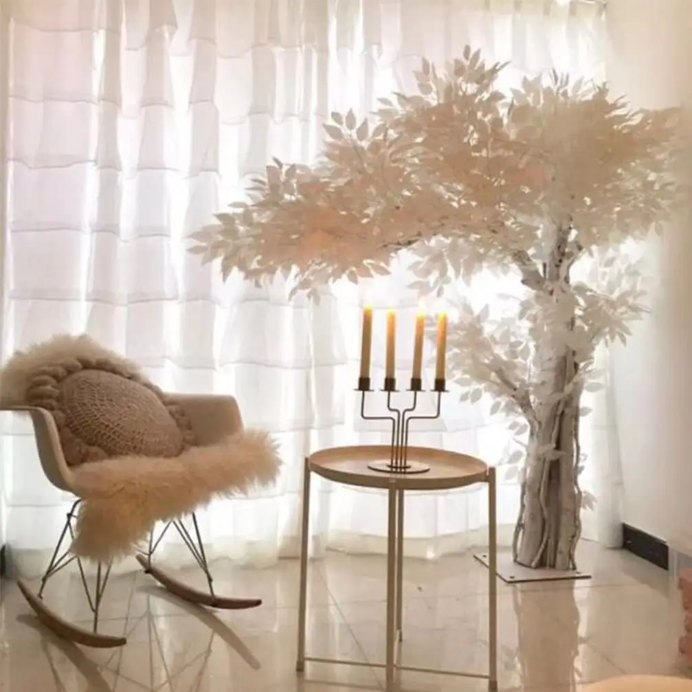 

Artificial Cherry Blossom Tree with lamp White Banyan Indoor Outdoor Wedding Decoration with Silk Flowers