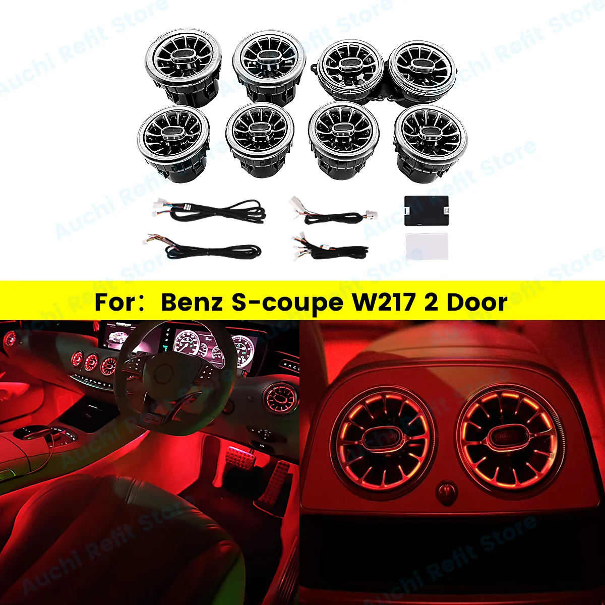 

7/64 Colour LED Air Vents For Mercedes Benz S-COUPE W217 C217 2 Doors Turbine Outlet Nozzle Dashboard Outlet Atmosphere Lamp