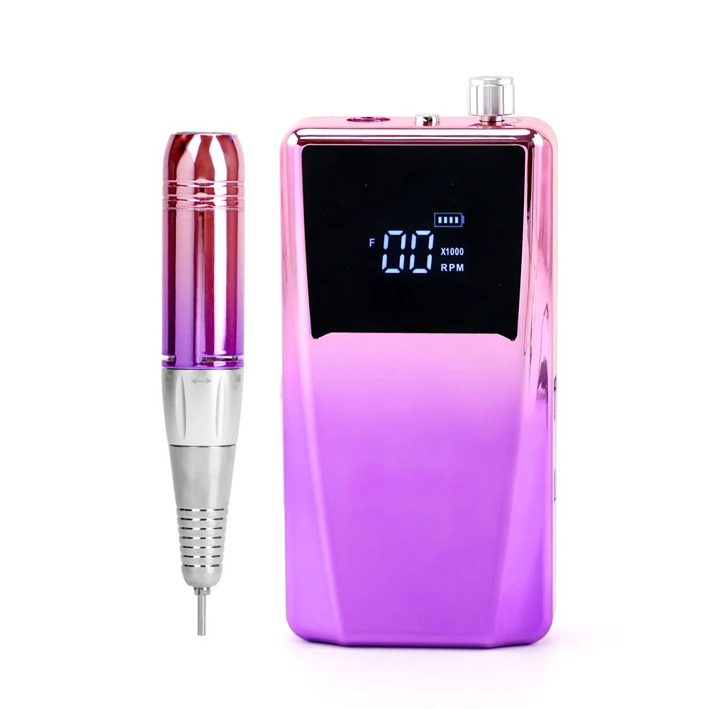 Carbon Motor Handle 35000RPM Portable 45W Cordless Nail Drill Machine with Smart Base 35K Powerful Pro Sander Quiet Handle