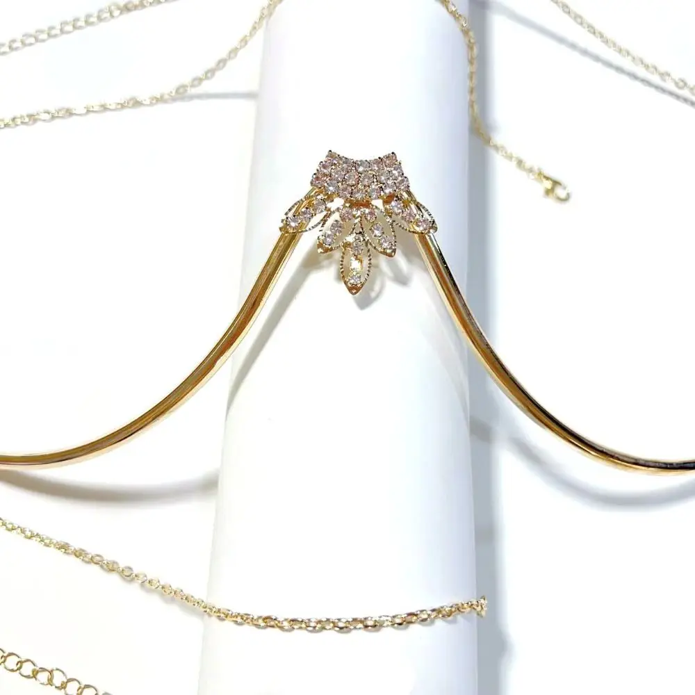 Adjustable Rhinestone Breast Chain Zircon Leaf Lingerie Chest Bracket Chain Nightclub Bra Body Jewelry Bikini Crystal Chain