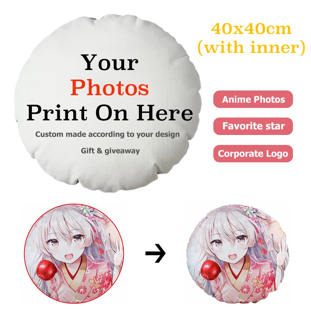 Image of Benutzerdefiniertes rundes Kissen – Foto, Logo, Anime- oder Idol-Bild individuell gestalten, weiches Plüschkissen für Zuhause/Auto/Büro, personalisiertes Geschenk, 1 Stück