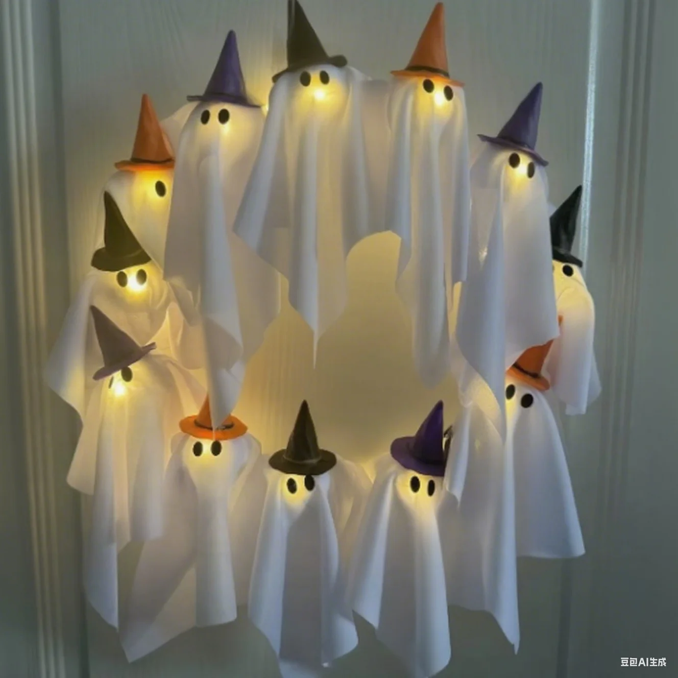 

Венок с подсветкой призраков, украшение на Хэллоуин, подарок 12, светодиодная подсветка, жуткая входная дверь, подвесной декор на Хэллоуин, реквизит для входной двери, стены