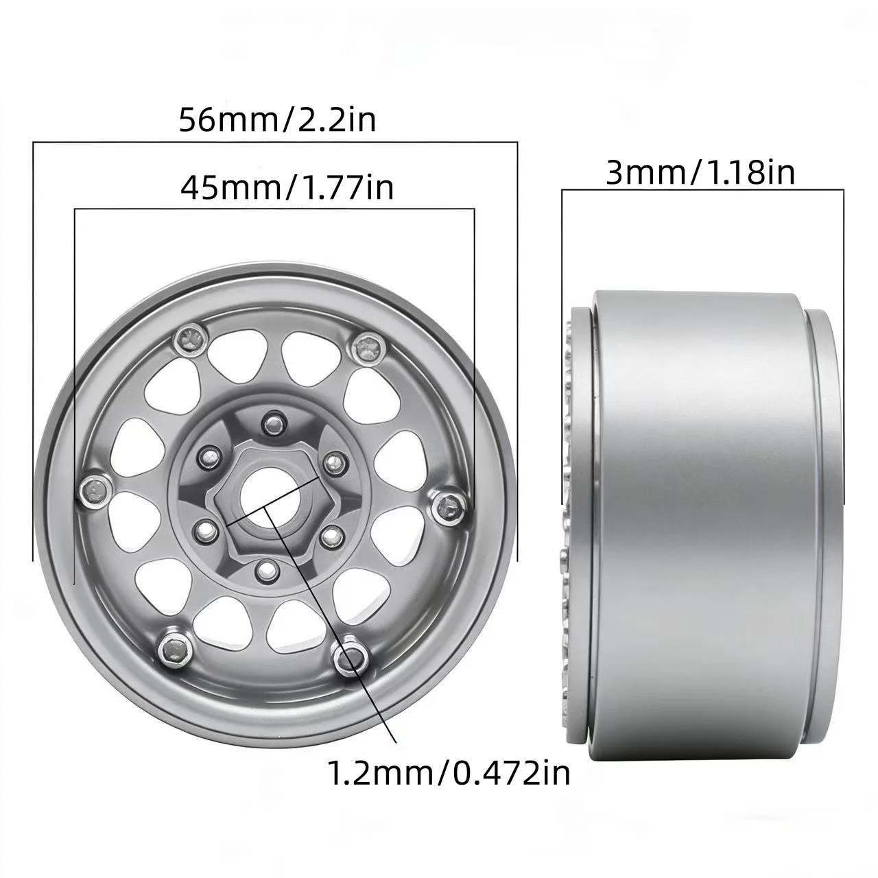 Metal 1.9 Beadlock Wheel Rim Hub for 1/10 Hsp Redcat Rc4wd WRAITH Tamiya Axial SCX10 D90 HPI RC Car Spare Part
