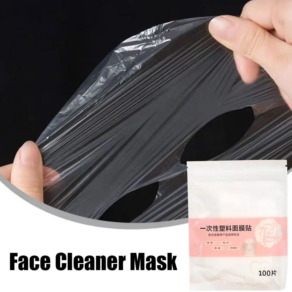100-1000pcs Disposable Plastic Film Full Face Cleaner Mask Neck Stickers Paper Transparent Masks Wrap Facial Beauty Makeup Tools