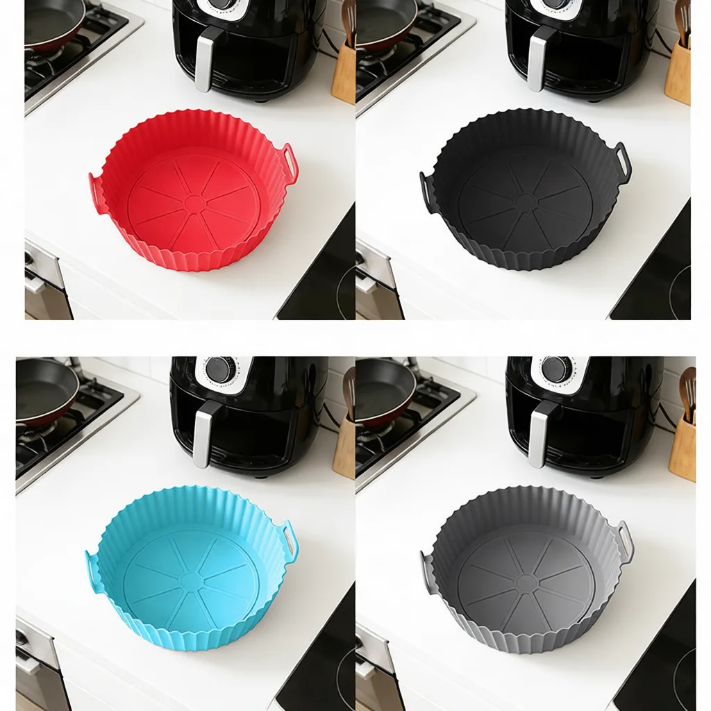 Kitchen Essentials Baking Tray - Herbruikbare siliconen luchtfriteusemandmat, hittebestendig, antiaanbaklaag, bakplaat,