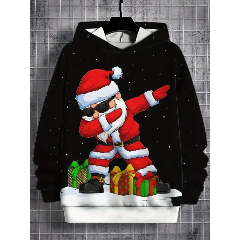 

Fashion Christmas Men's Hooded Hoodies 3D Prints Santa Claus Sweatshirt Tops Drawstring Sportwear Tops Casual Men's Clothing