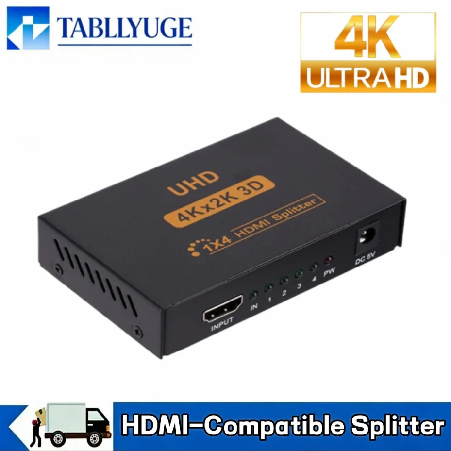 1x4 HDMI Splitter 1 Input 4 Output Support 4K 3D HDCP  Multi Display Converter for TV Projector Game Console