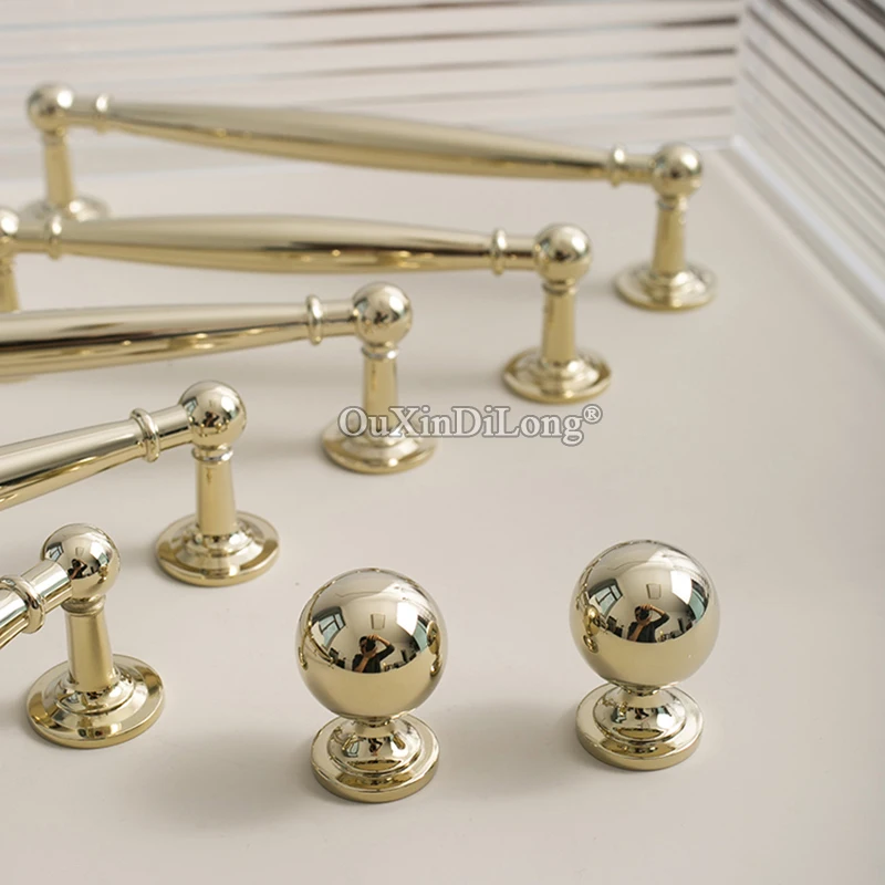 Exquisite Luxury 10PCS Solid Brass Gold Furniture Handles Drawer Pulls Cupboard Wardrobe Kitchen TV Wine Cabinet Pulls Knobs