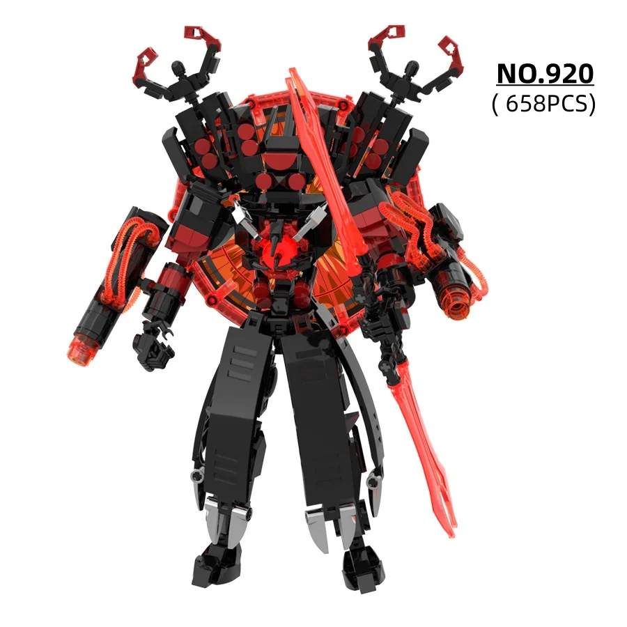 658pcs/set Updated Skibidi Toilet Series Building Blocks DIY Giant Twin-Blade Titan Speaker Man MOC Bricks Toys Christmas Gift